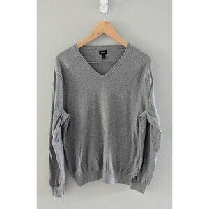 J Crew Cashmere Blend V-Neck Sweater Mens Large Gray Pullover Knit